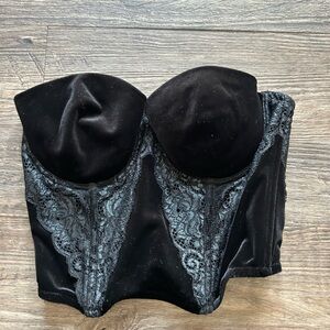 Victoria’s Secret Bridal Elegant Black Velvet Lace Bustier 36C
